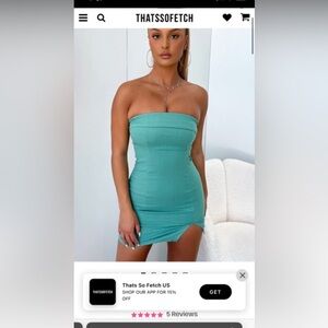 That’s So Fetch Green Strapless Mini Dress, size 0